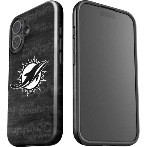 NFL Miami Dolphins Black & White iPhone 16 Plus Impact Case